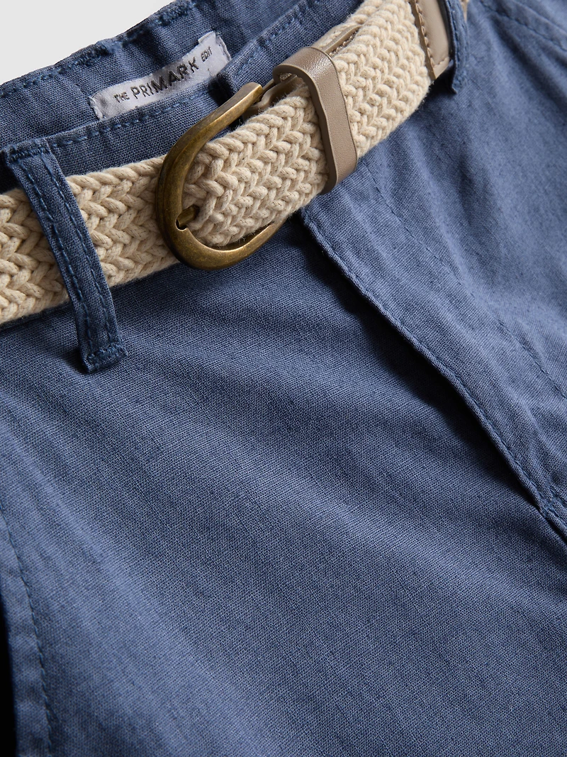 1.5-12yrs | The Edit Linen-Blend Belted Chino Shorts