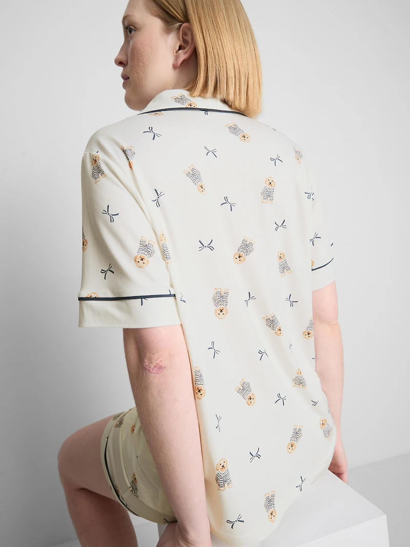 Dog-Print Boyfriend Shorty Pajamas