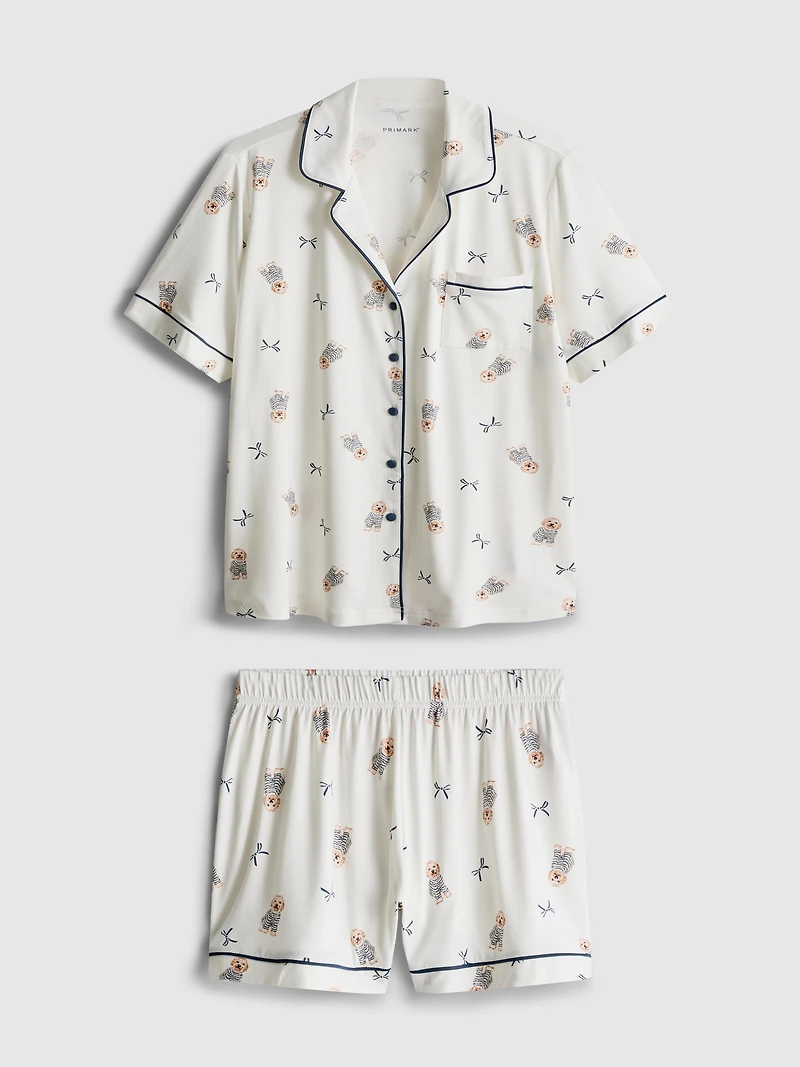 Dog-Print Boyfriend Shorty Pajamas