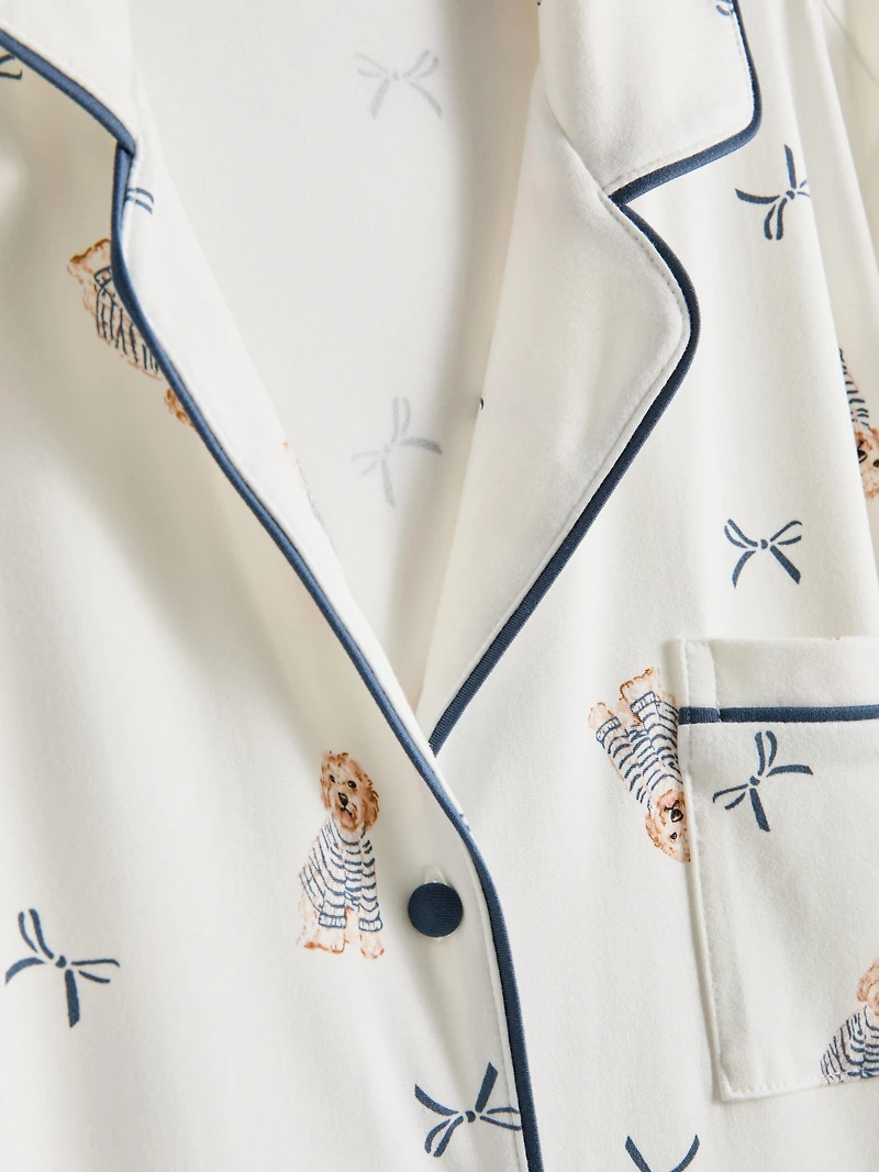 Dog-Print Boyfriend Shorty Pajamas