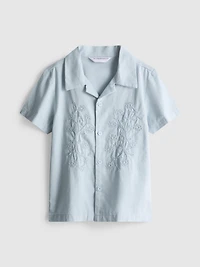 1.5-12yrs | The Edit Cotton Floral Embroidered Shirt