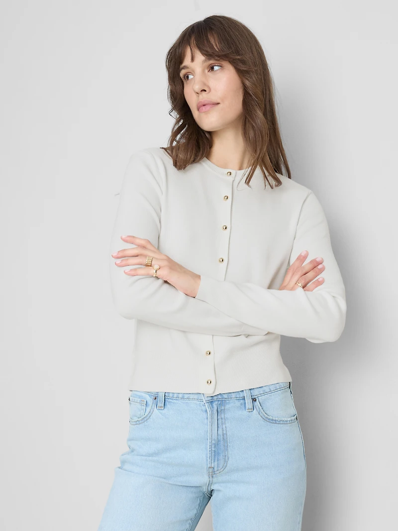 Metallic Button Cardigan