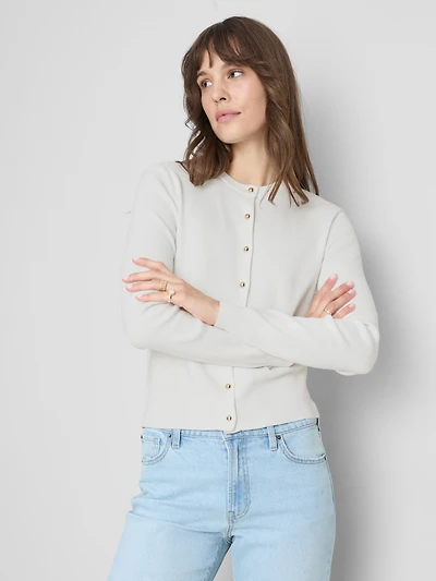 Metallic Button Cardigan