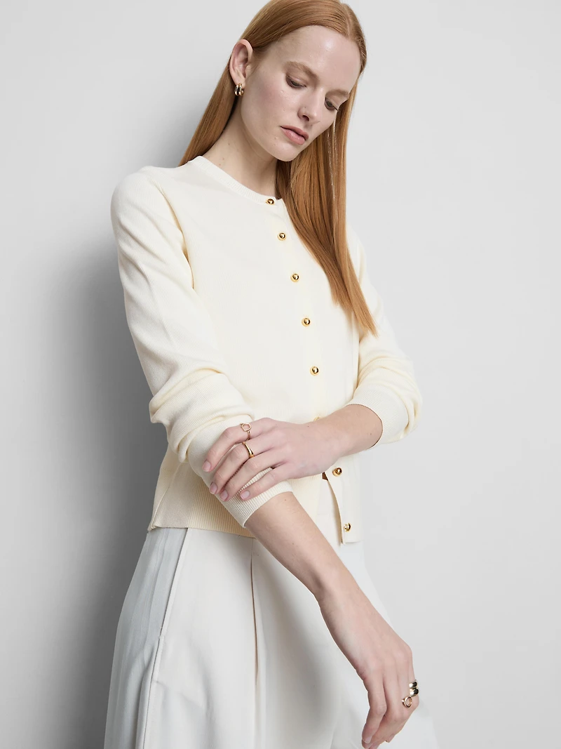 Metallic Button Cardigan