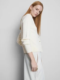 Women's Ivory Metallic Button Cardigan