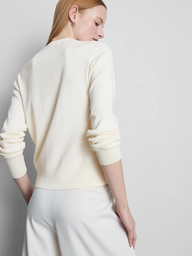 Women's Ivory Metallic Button Cardigan