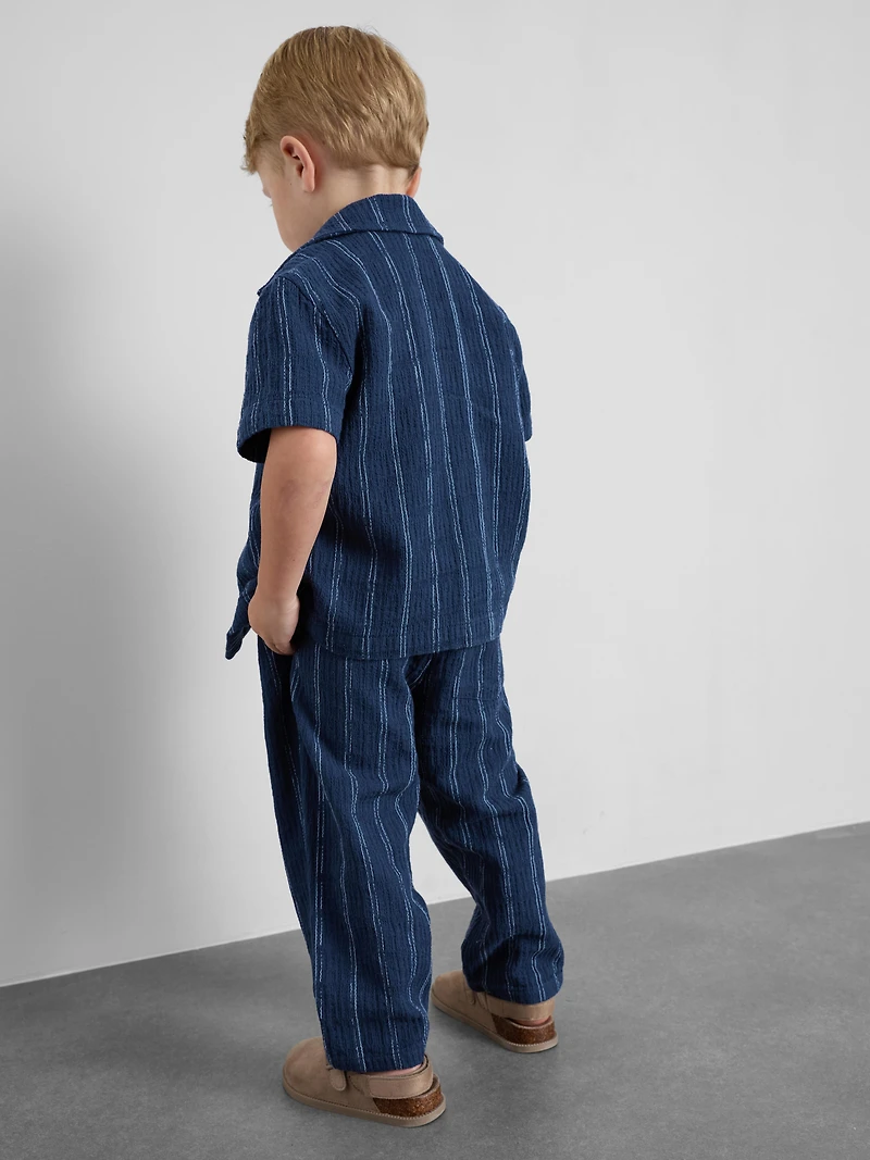 1.5-12yrs | The Edit Cotton Textured Stripe Shirt and Pants Set