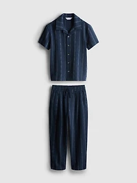 1.5-12yrs | The Edit Cotton Textured Stripe Shirt and Pants Set