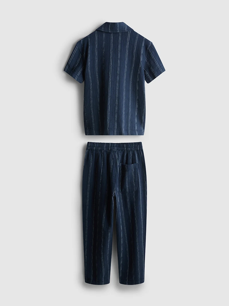 1.5-12yrs | The Edit Cotton Textured Stripe Shirt and Pants Set