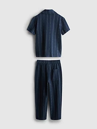 1.5-12yrs | The Edit Cotton Textured Stripe Shirt and Pants Set