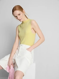 Textured High Neck Tank Top