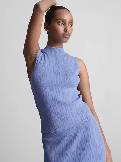 Textured High Neck Tank Top