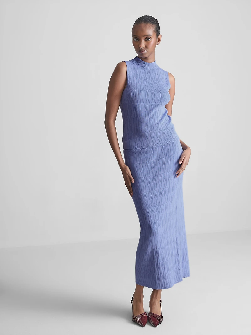 Textured High Neck Tank Top