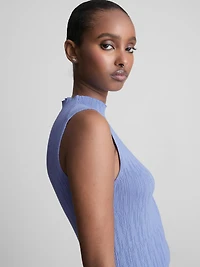 Textured High Neck Tank Top