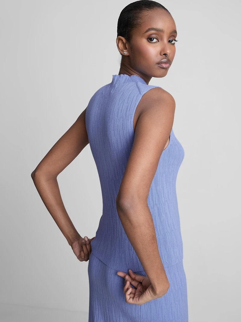 Textured High Neck Tank Top