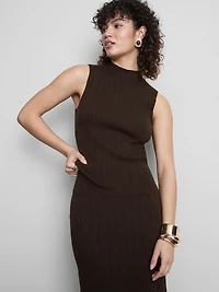 Textured High Neck Tank Top