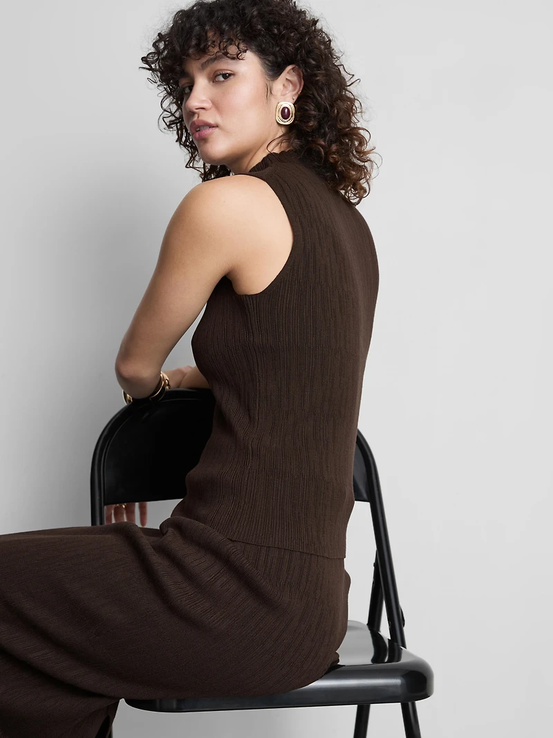 Textured High Neck Tank Top