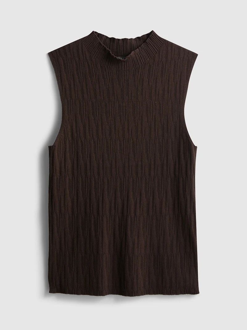Textured High Neck Tank Top