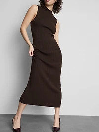 Textured Split Hem Midi Skirt
