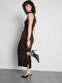 Textured Split Hem Midi Skirt