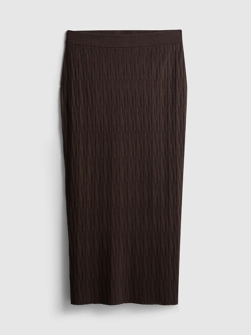 Textured Split Hem Midi Skirt