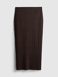 Textured Split Hem Midi Skirt