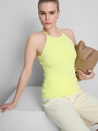 Knitted Cross-Back Halter-Neck Top