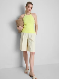 Knitted Cross-Back Halter-Neck Top