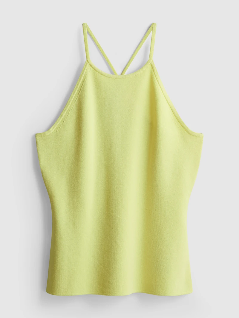 Knitted Cross-Back Halter-Neck Top