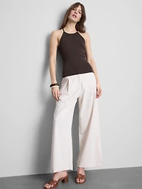 Knitted Cross-Back Halter-Neck Top