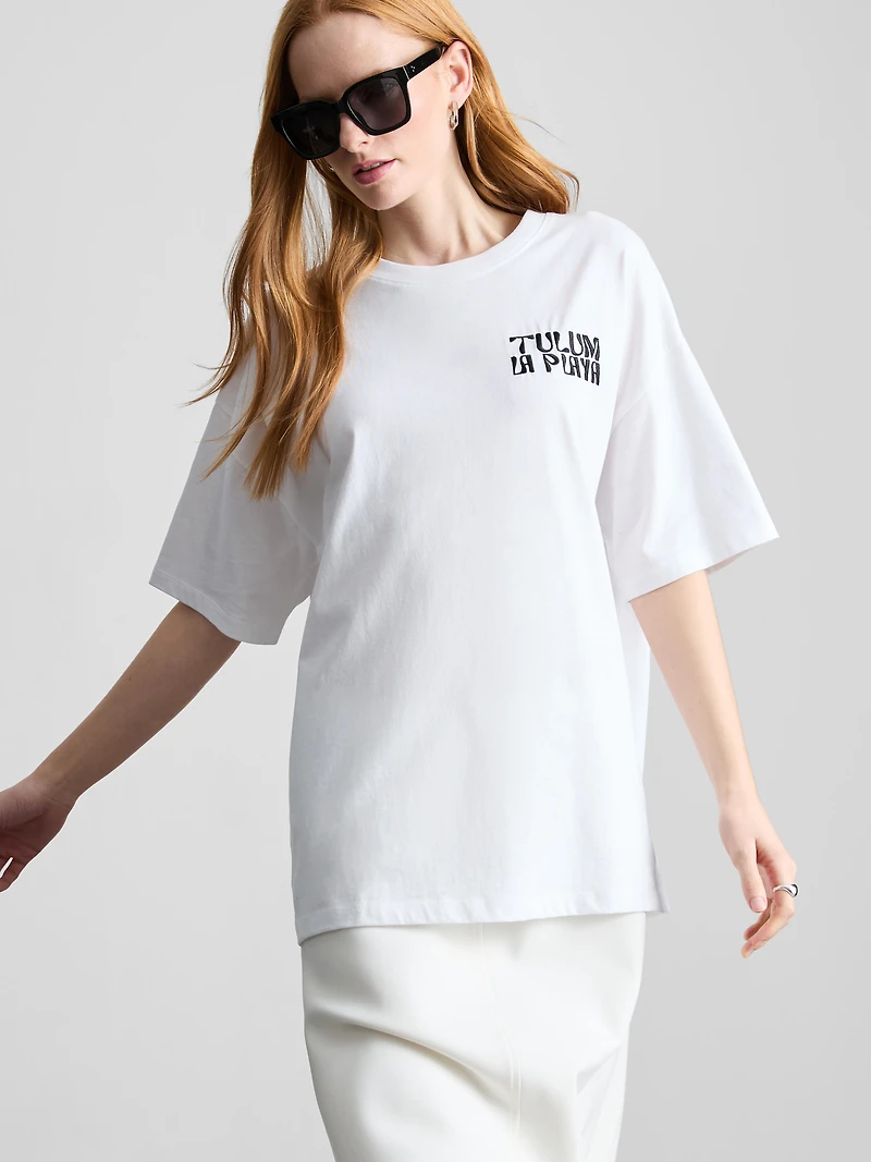 Cotton Oversized Graphic Boyfriend Tee