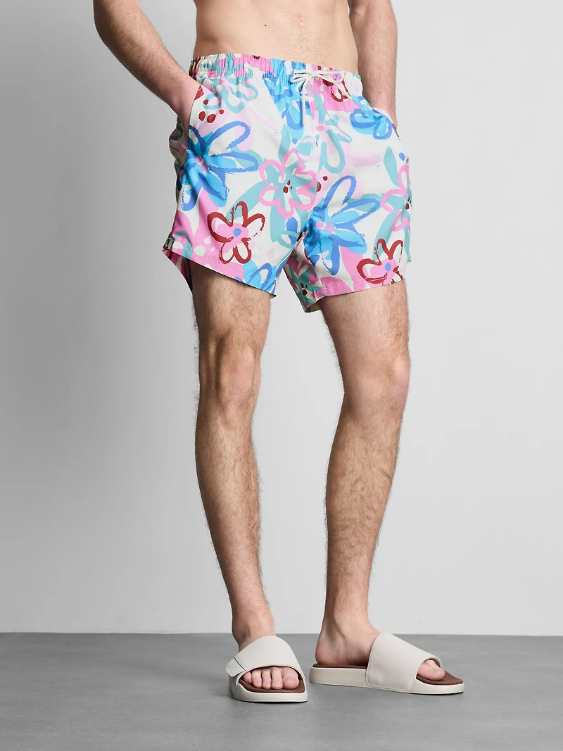 Floral Graffiti Swimming Shorts