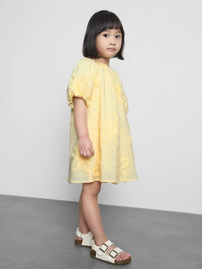 1.5-8yrs | Floral Appliqué Puff-Sleeve Dress