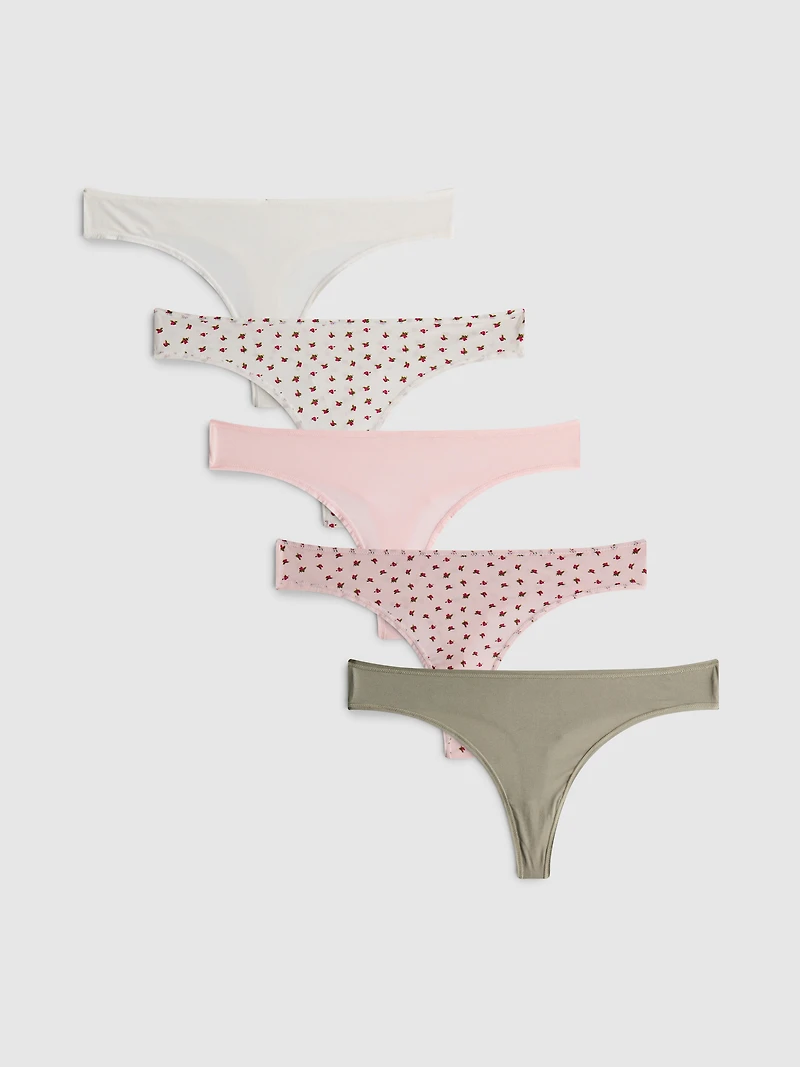 5-Pack Microfiber Thongs