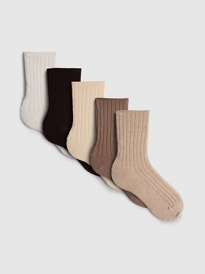 5pk Ribbed Crew Socks