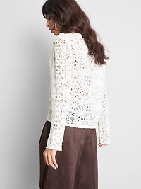 Cotton Rich Crochet Long Sleeve Top