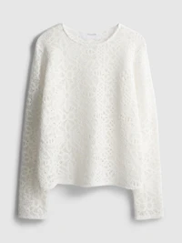 Cotton Rich Crochet Long Sleeve Top