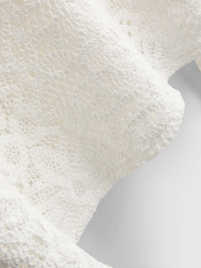 Cotton Rich Crochet Long Sleeve Top