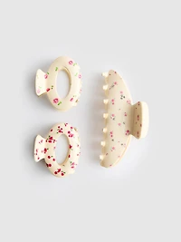 3pk Floral Claw Clips