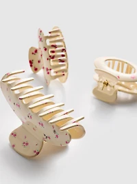 3pk Floral Claw Clips