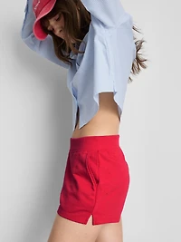 Cotton Split Hem Lounge Shorts