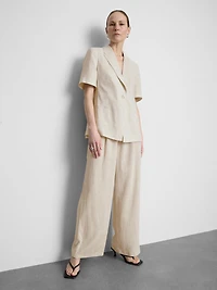 Linen-Blend Short-Sleeve Blazer