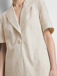 Linen-Blend Short-Sleeve Blazer