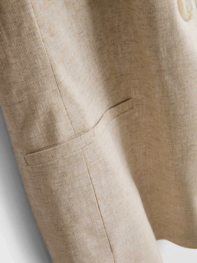 Linen-Blend Short-Sleeve Blazer