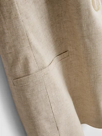 Linen-Blend Short-Sleeve Blazer
