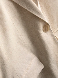 Linen-Blend Single-Breasted Blazer