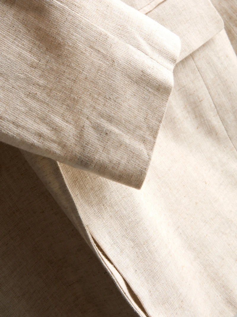Linen-Blend Single-Breasted Blazer