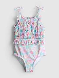 1.5-8yrs | Floral Shirred Ruffle Swimsuit