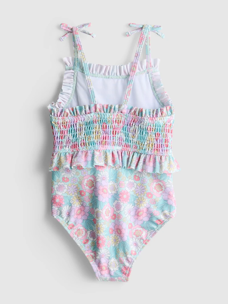 1.5-8yrs | Floral Shirred Ruffle Swimsuit