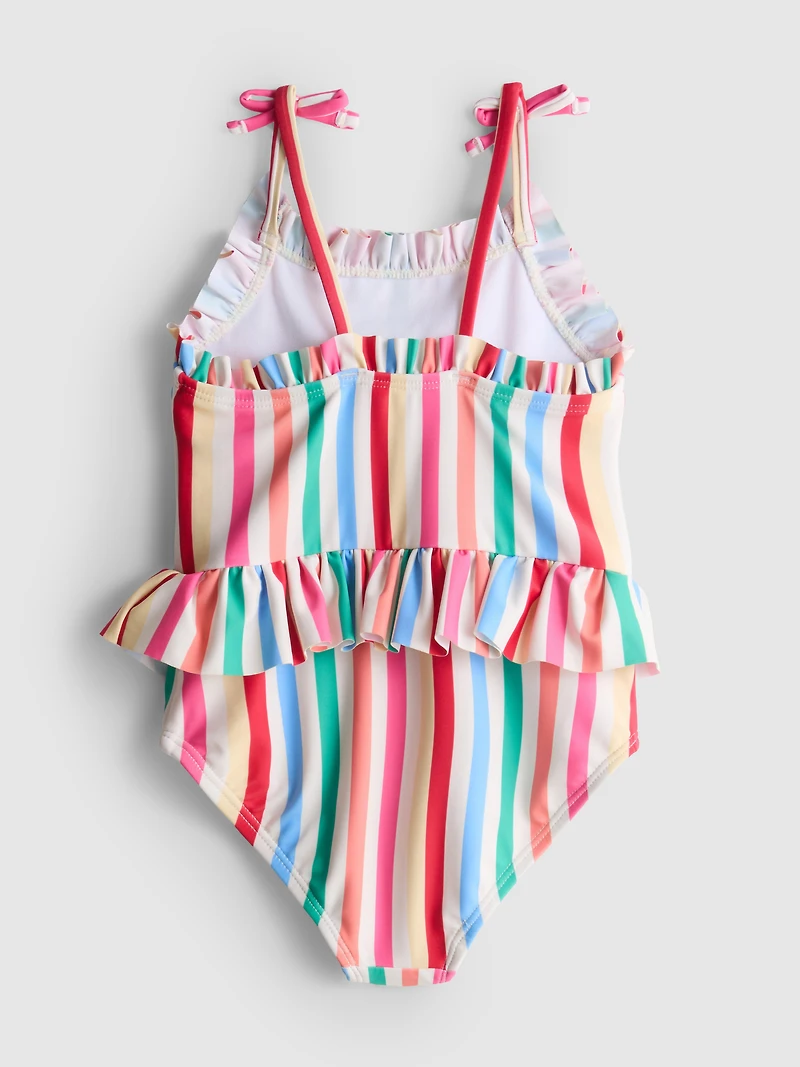 1.5-8yrs | Stripe Fish Appliqué Ruffle Swimsuit